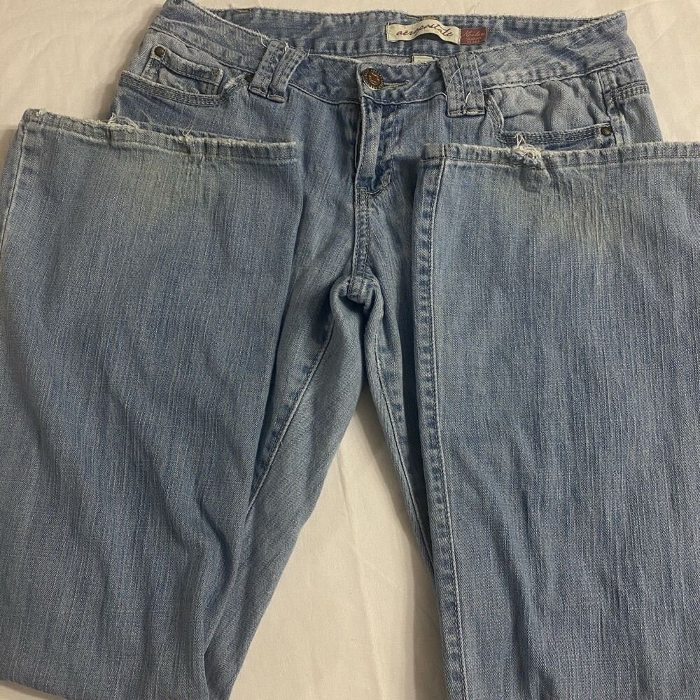 Aeropostale Y2K Hailey Flare Denim Jeans Women 9/10 Low Rise McBling Stretch Vtg
